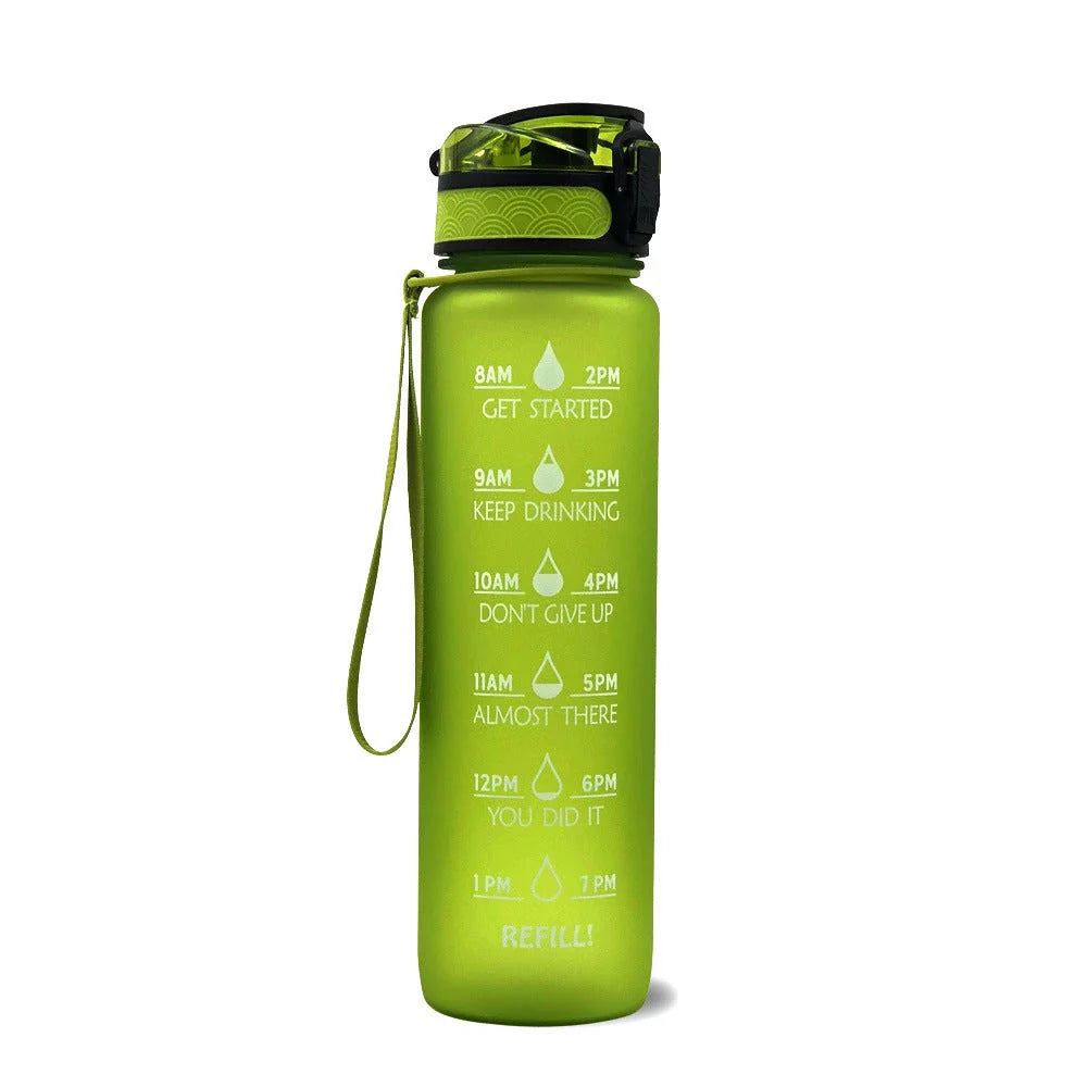 Motivational 1L Sport Water Bottle with Time Tracker and Leak-Proof Design