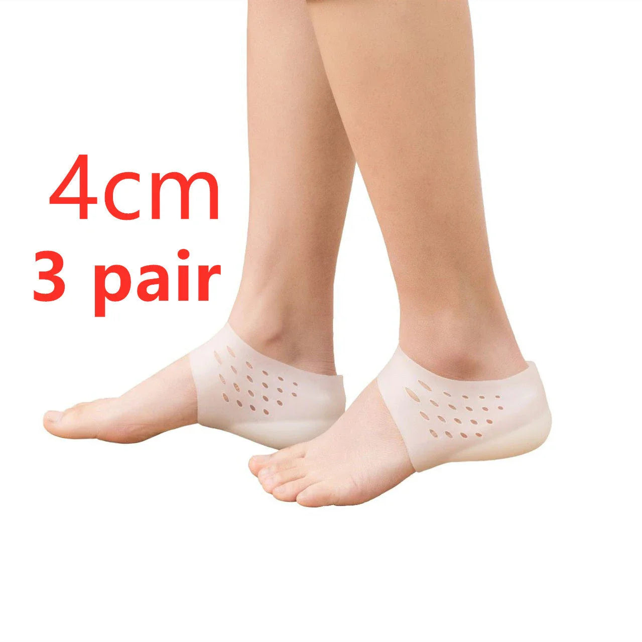 Discreet silicone heel height booster insoles in various colours and sizes for men and women