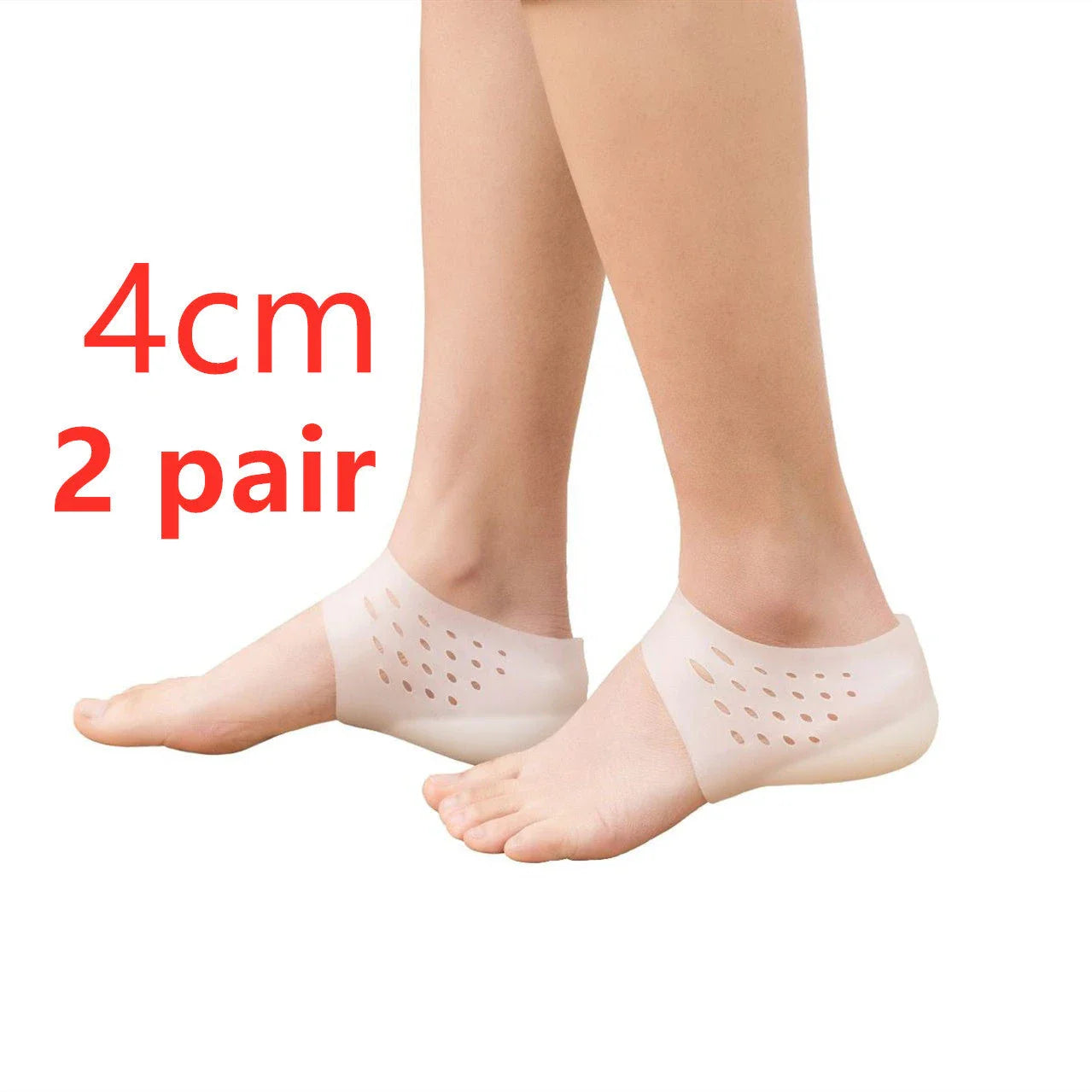 Discreet silicone heel height booster insoles in various colours and sizes for men and women