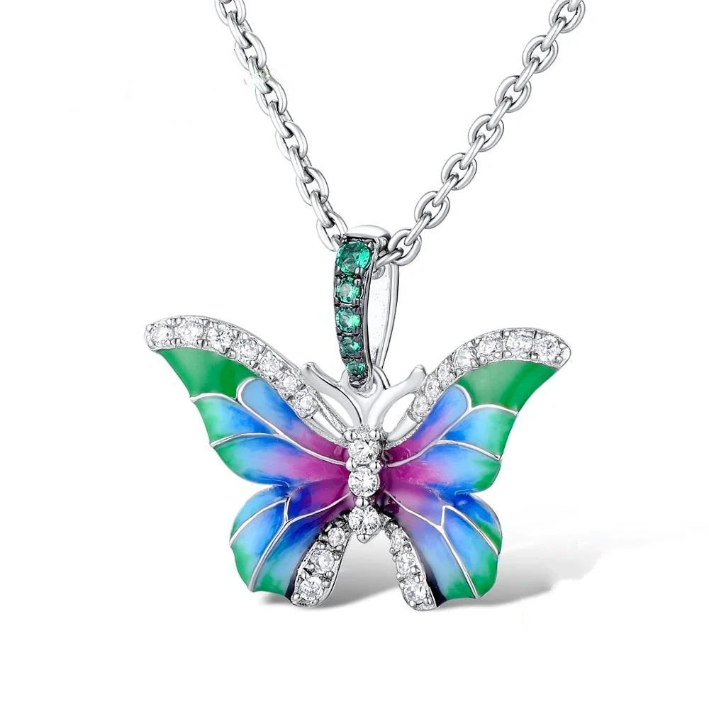 Vibrant epoxy butterfly ring and enamel paint jewelry set with intricate designs
