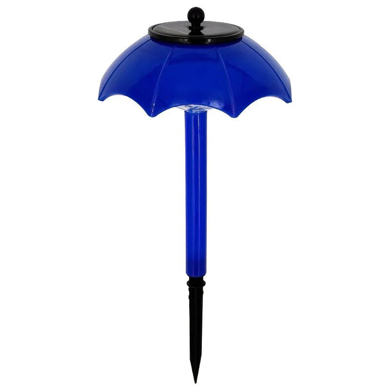 Decorative outdoor solar-powered landscape lights with umbrella-shaped design and colour-changing LED illumination
