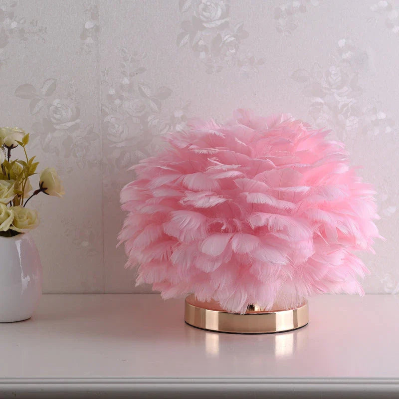 Elegant swan feather table lamp with warm, ambient lighting for bedrooms and living rooms
