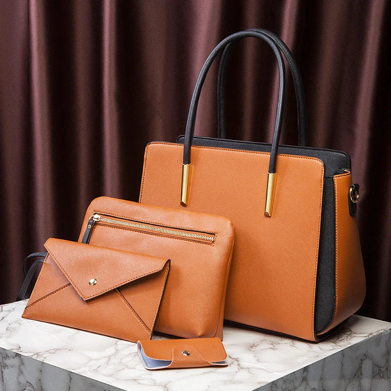 Premium European-style women's large handbag in various colours with interior pockets and zipper closure