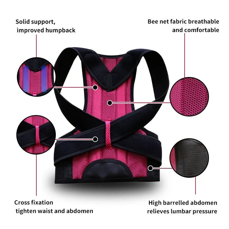 Premium Posture Correction Belt for men and women in black, adjustable for perfect fit