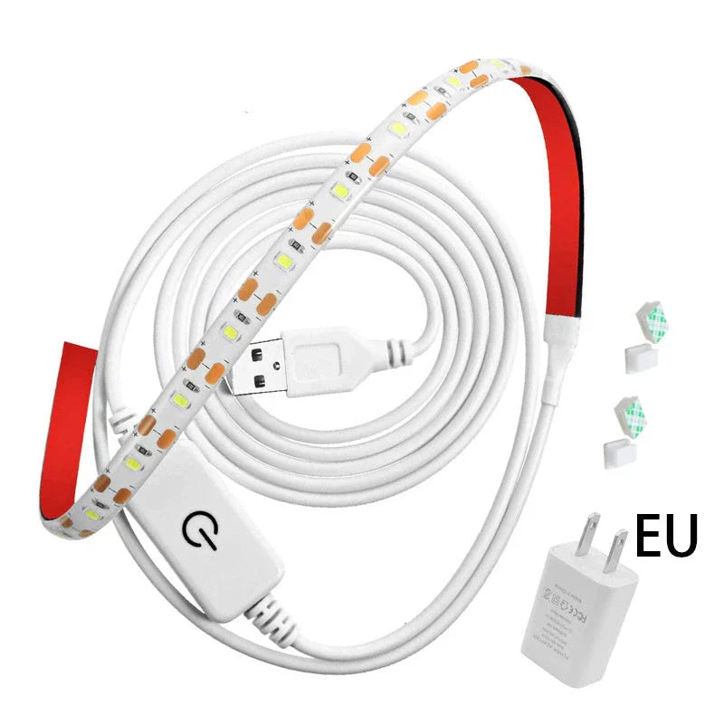 Customizable sewing machine LED light bar with touch-sensitive dimming controls for precise illumination