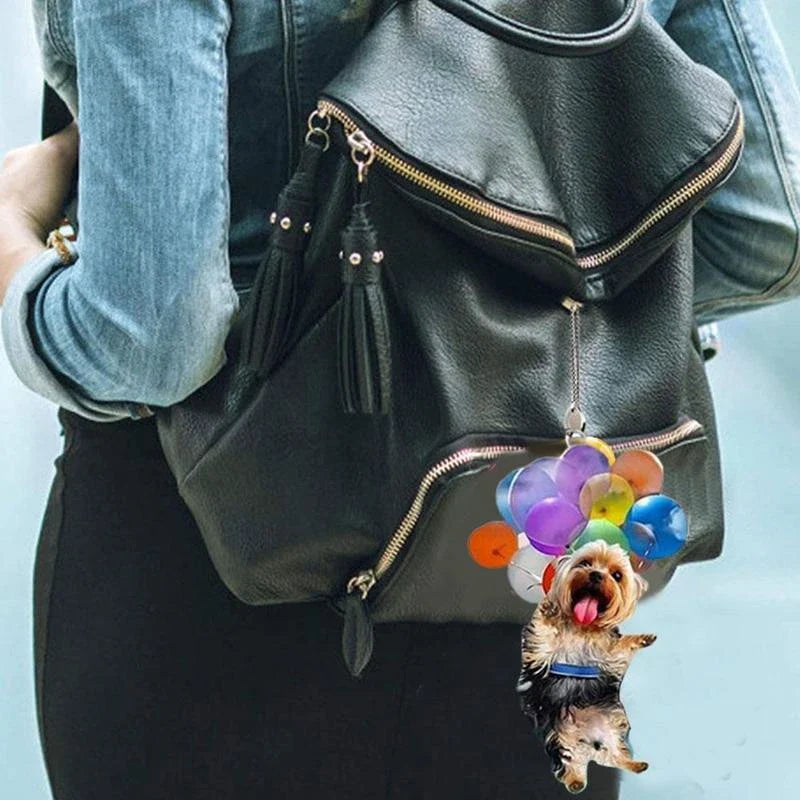 Charming dog-shaped car decoration with vibrant parachute accent, made of durable acrylic for versatile use.