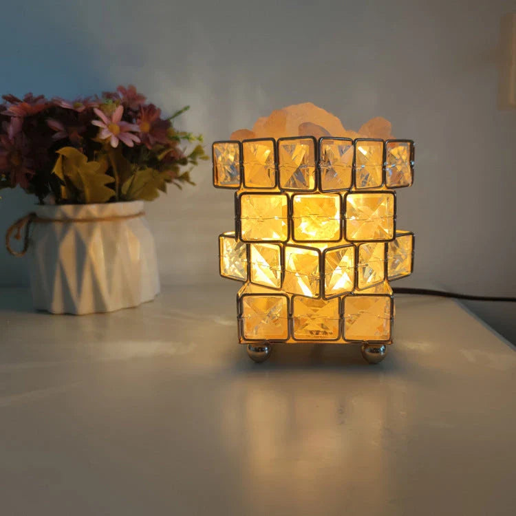 Premium crystal salt lamp with warm, soothing glow and natural air purification capabilities