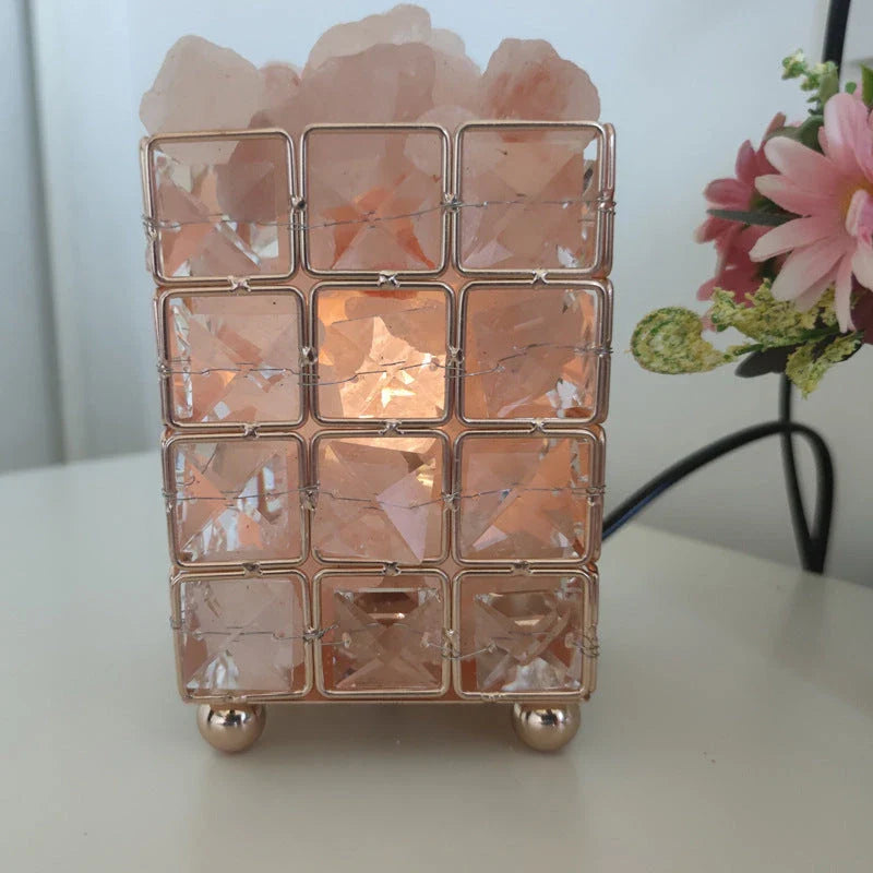 Premium crystal salt lamp with warm, soothing glow and natural air purification capabilities