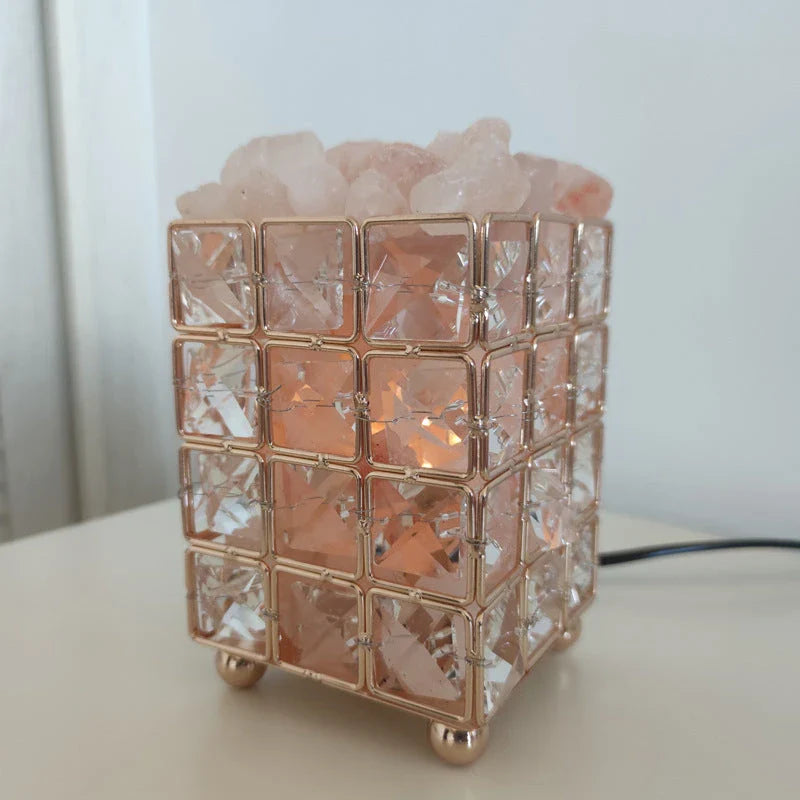Premium crystal salt lamp with warm, soothing glow and natural air purification capabilities
