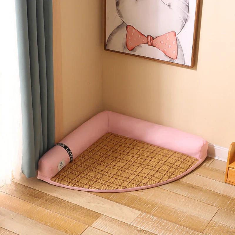 Cooling mats for pets made of breathable bamboo fiber and polypropylene cotton, available in various colors and sizes.