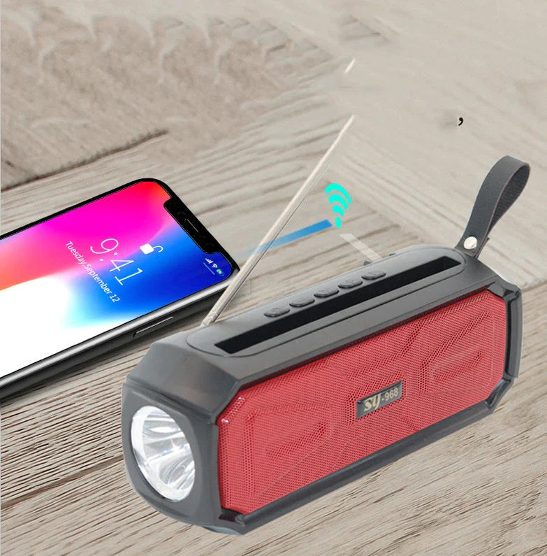 Eco-Friendly Solar Bluetooth Speaker with Light - Portable Outdoor Audio Solution with Solar Charging, Wireless Connectivity, and Built-in Flashlight