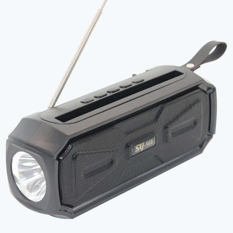 Eco-Friendly Solar Bluetooth Speaker with Light - Portable Outdoor Audio Solution with Solar Charging, Wireless Connectivity, and Built-in Flashlight