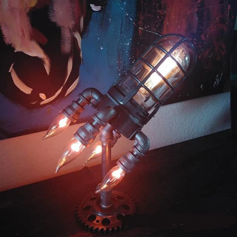 Stylish Steampunk Rocket Lamp: Illuminating Your Home's Retro-Industrial Charm