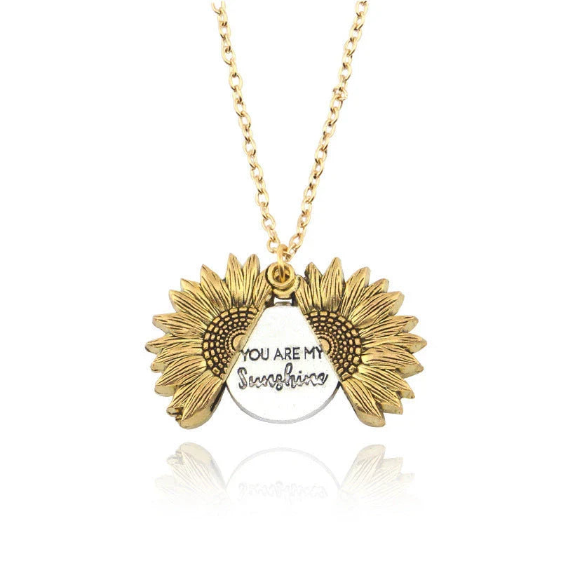 A stunning sunflower pendant necklace with an adjustable chain, crafted from high-quality materials for a radiant and versatile accessory.