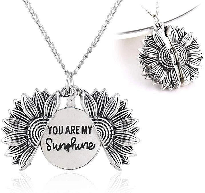 A stunning sunflower pendant necklace with an adjustable chain, crafted from high-quality materials for a radiant and versatile accessory.