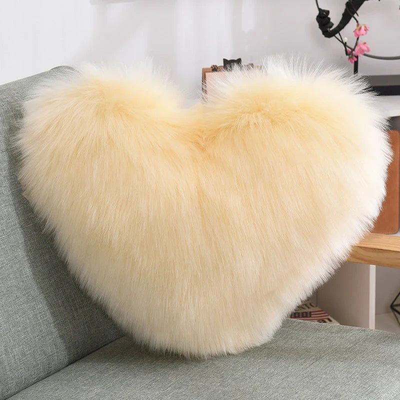Soft, plush heart-shaped decorative throw pillow covers in various colors for living room and bedroom decor