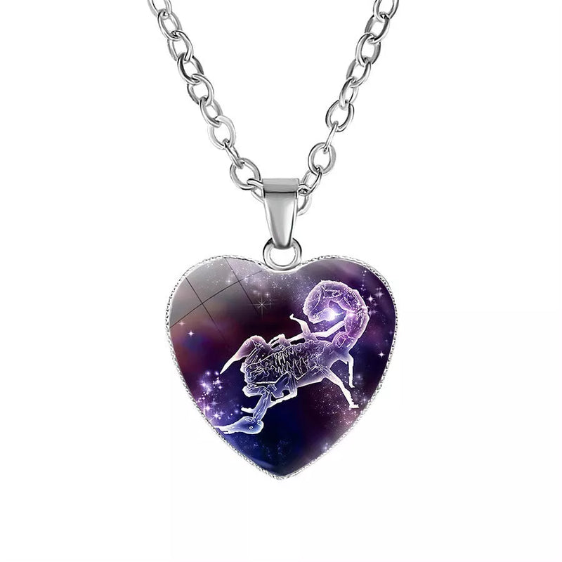 homeenjoy.uk Women's Zodiac Heart Pendant Necklace with 12 Constellations