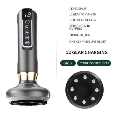 Electric Massage Body Cupping Set with 12 Adjustable Suction Levels, Infrared Heating, and One-Touch Pressure Relief for Relaxation, Slimming, and Anti-Cellulite Benefits