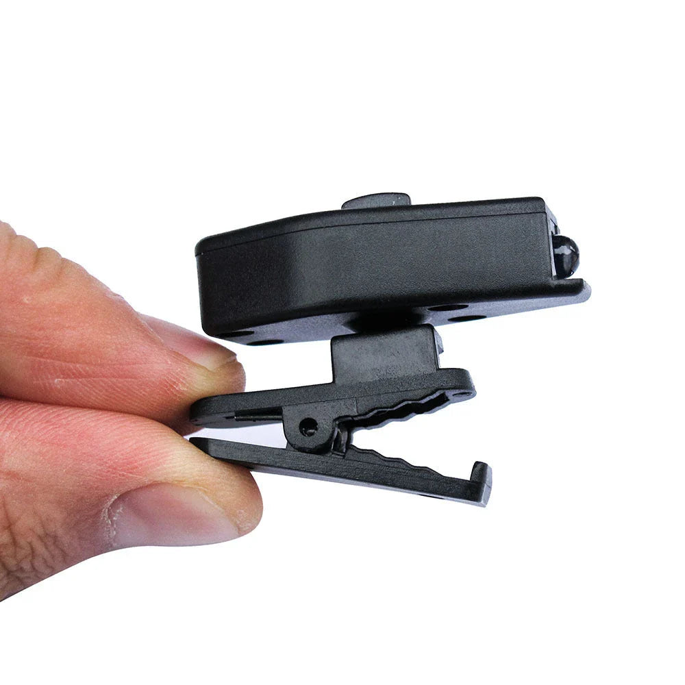 Adjustable LED eyeglass clip-on flashlight with 360-degree rotation for hands-free illumination