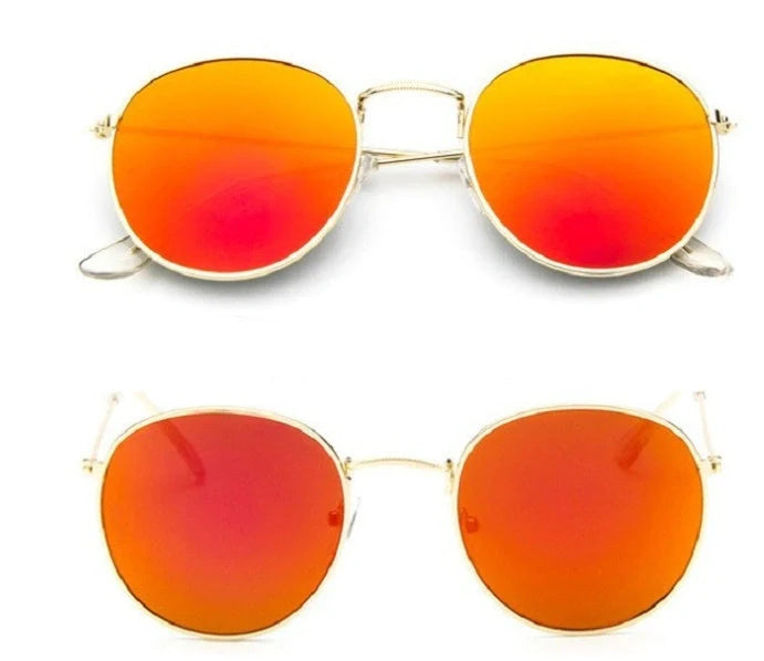 Stylish retro sunglasses for women with metal frame and glass lenses