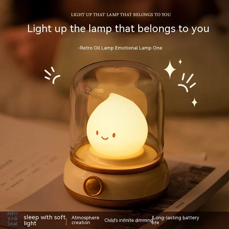 A retro-style desk lamp with adjustable lighting modes and a USB rechargeable design, perfect for bedrooms, living rooms, and home offices.
