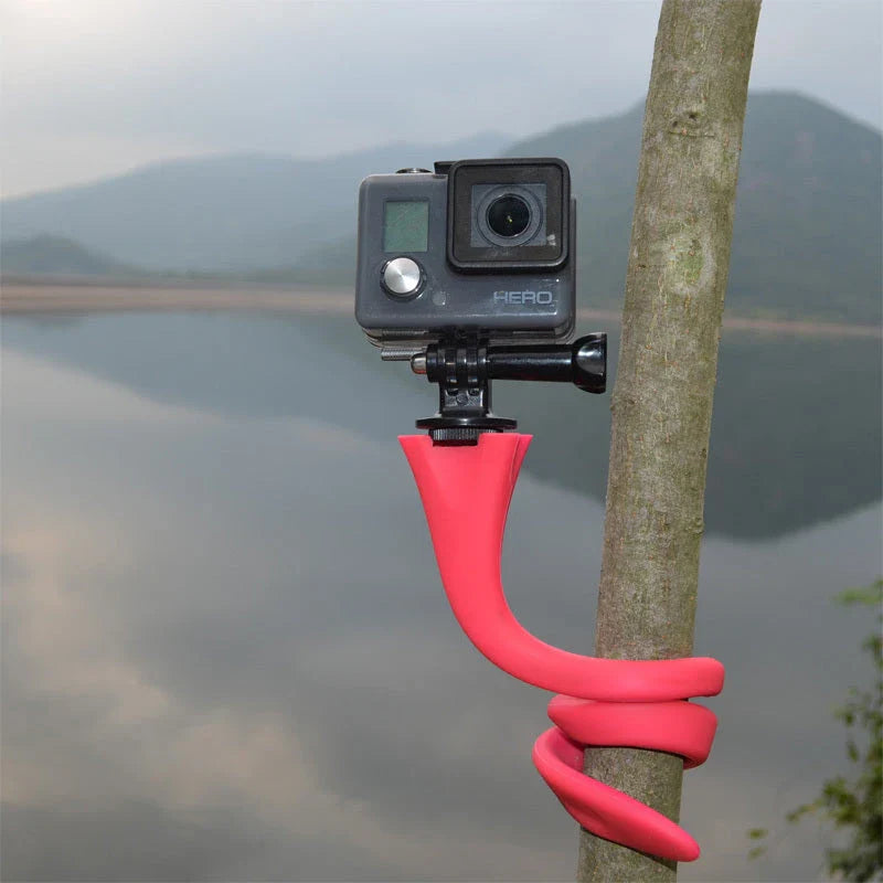 Flexible octopus-inspired mobile phone holder with adjustable tentacles and Bluetooth remote control for stable, high-quality mobile photography and videography