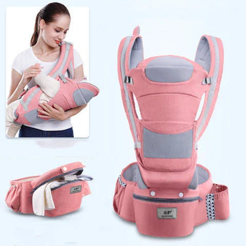 Versatile 3-in-1 baby carrier with 15 carrying positions, adjustable sunshade, and storage compartment for convenient parenting
