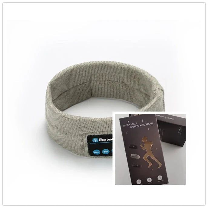 Wireless Bluetooth headband in multiple colours, featuring knitted fabric, built-in microphone and long-lasting battery for outdoor fitness and yoga activities.