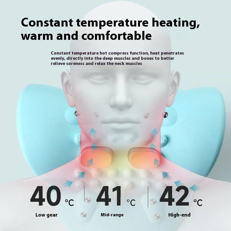 Versatile cervical traction massager with adjustable massage settings and heating function for neck pain relief