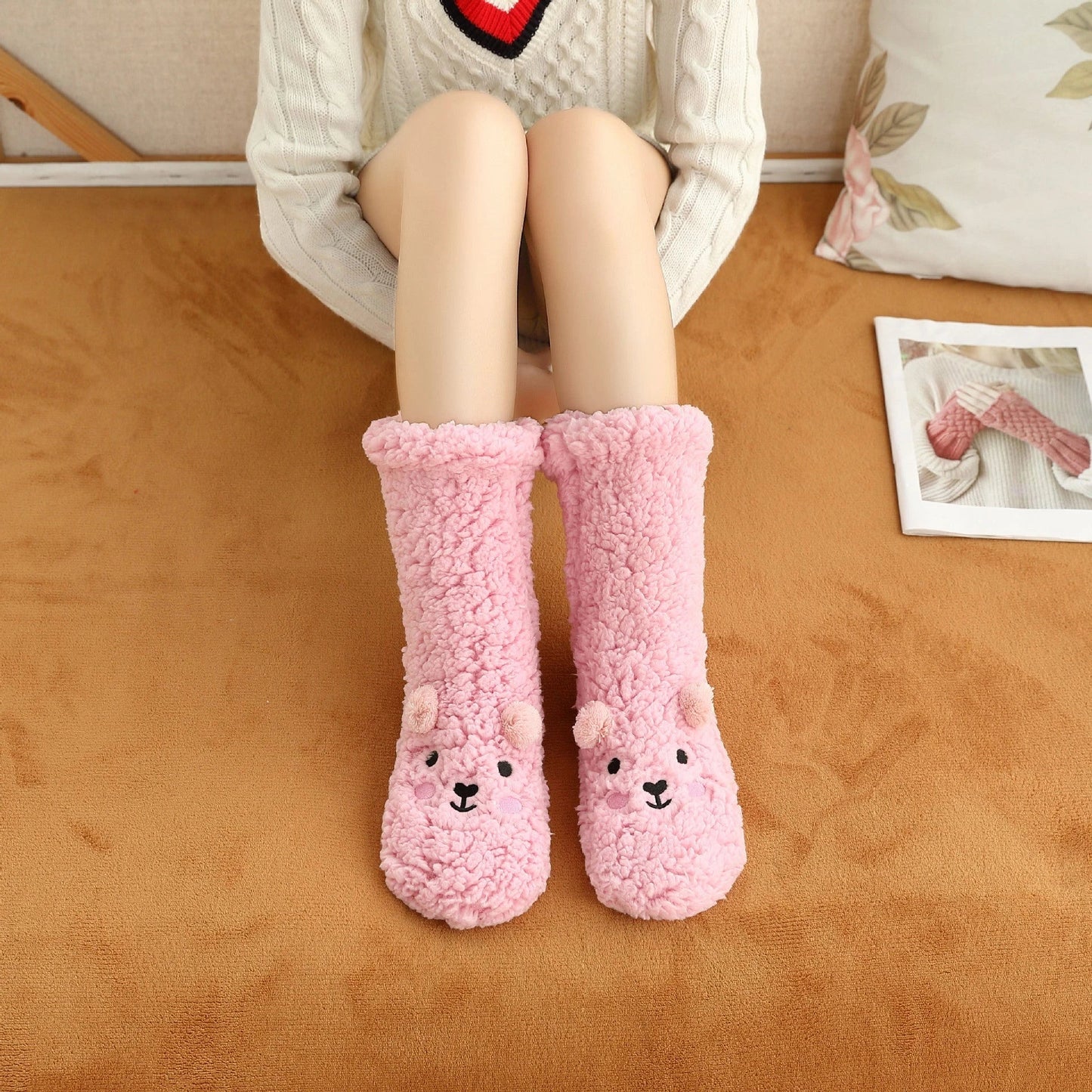 Cozy and comfortable fleece-lined socks in various colors, perfect for winter wear