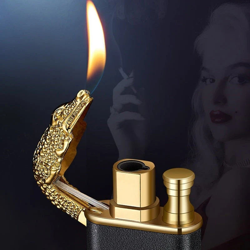Sleek flame lighter with captivating marine-inspired designs, featuring a powerful dual-flame system for versatile outdoor use
