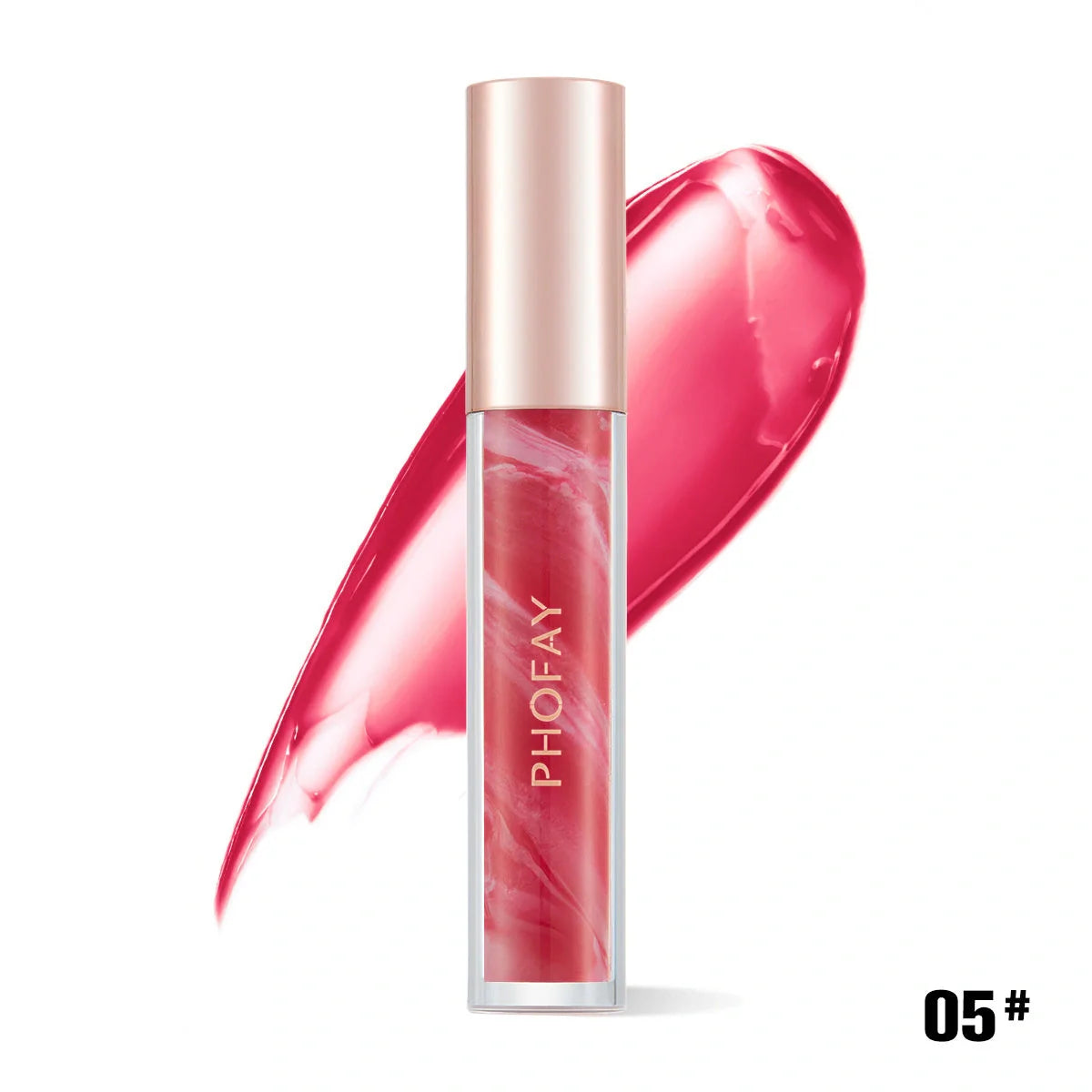 PHOFAY Hydrating Rose Lip Gloss providing a glossy, moisturising finish for beautiful lips