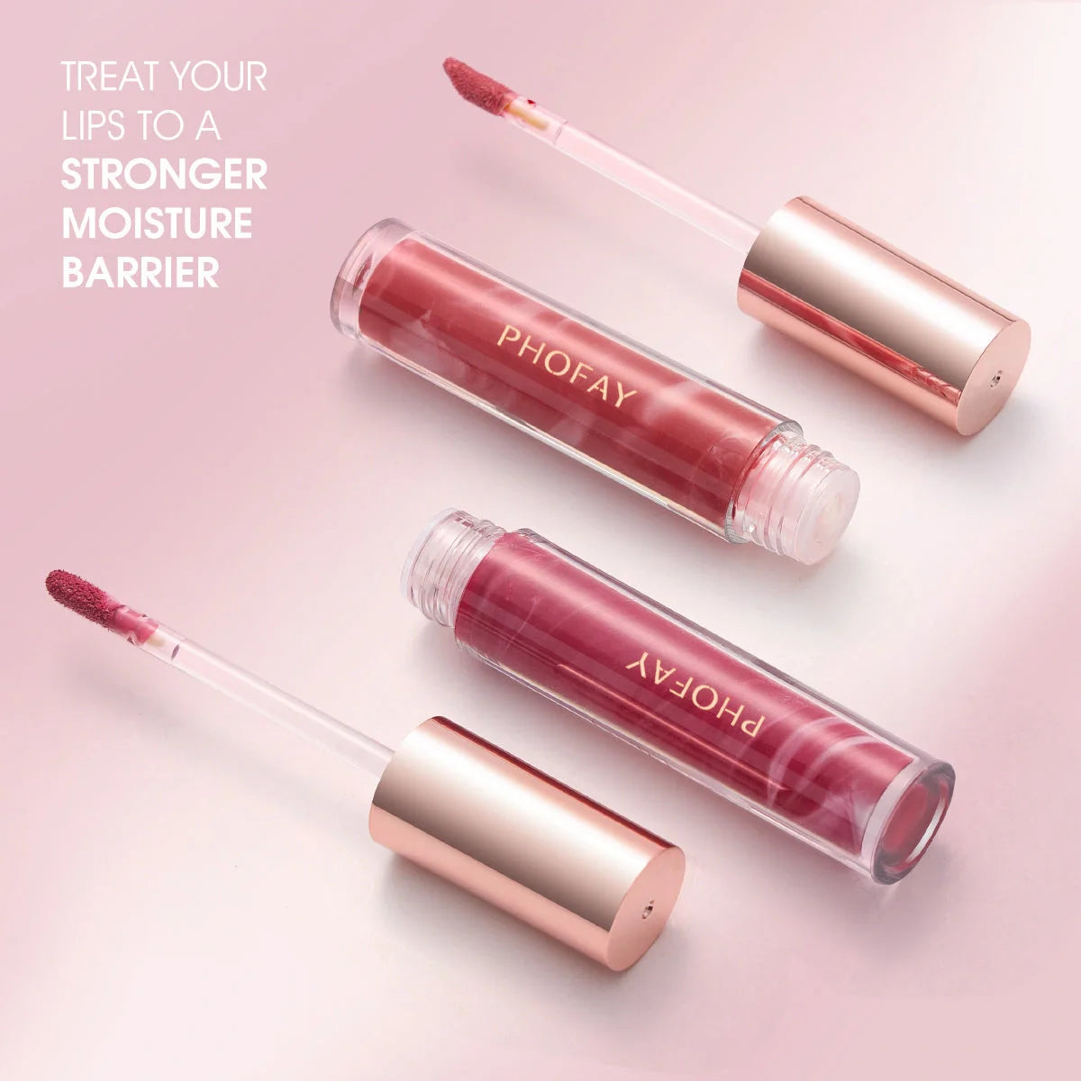PHOFAY Hydrating Rose Lip Gloss providing a glossy, moisturising finish for beautiful lips