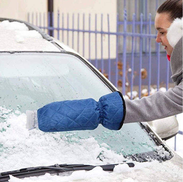 Two premium ice scrapers in blue color, designed for efficient snow and frost removal from car windshields