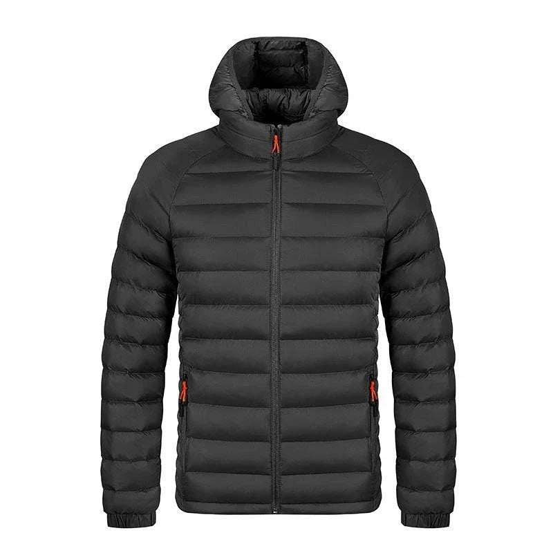 Cozy lightweight hooded jacket with pockets in various colors, perfect for men's winter fashion and outdoor activities