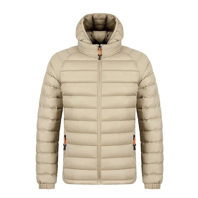 Cozy lightweight hooded jacket with pockets in various colors, perfect for men's winter fashion and outdoor activities