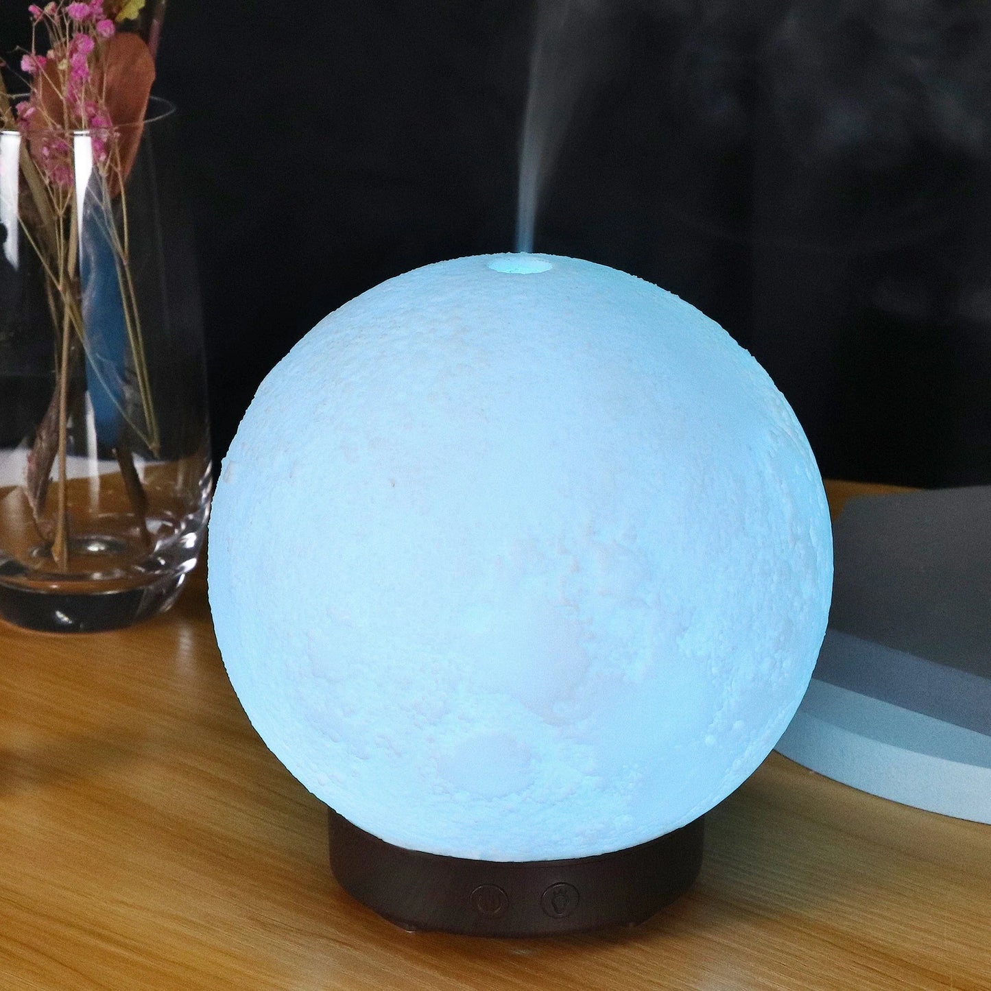 Calming Moon Light Ultrasonic Humidifier and Aroma Diffuser with Soothing Mist and Ambient Lighting
