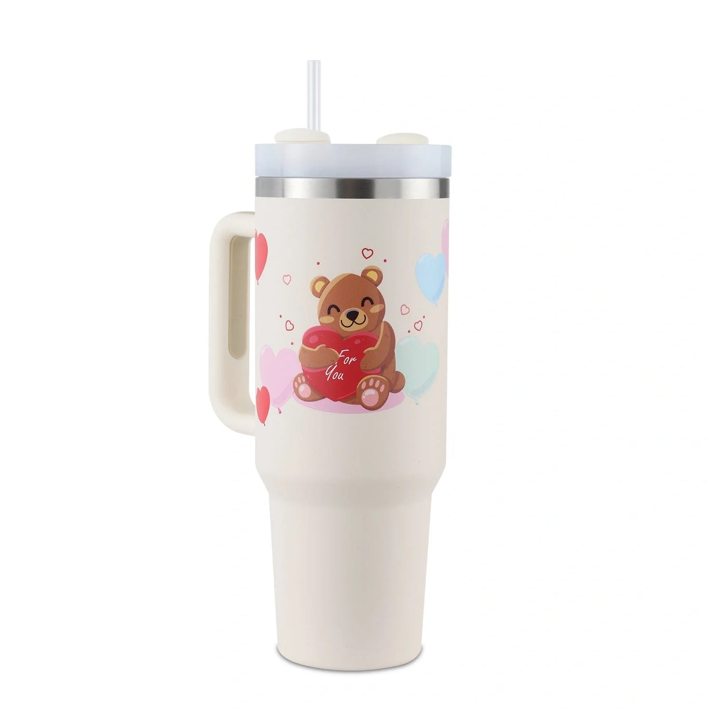 40oz stainless steel straw coffee mug with handle, ideal for travel