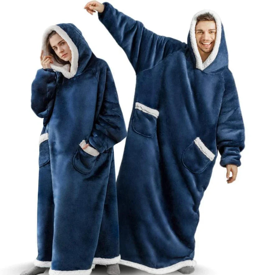 Cozy TV Hoodie Blanket in various colors, including pink, black, navy blue, wine red, and grey, with convenient pockets for relaxing at home