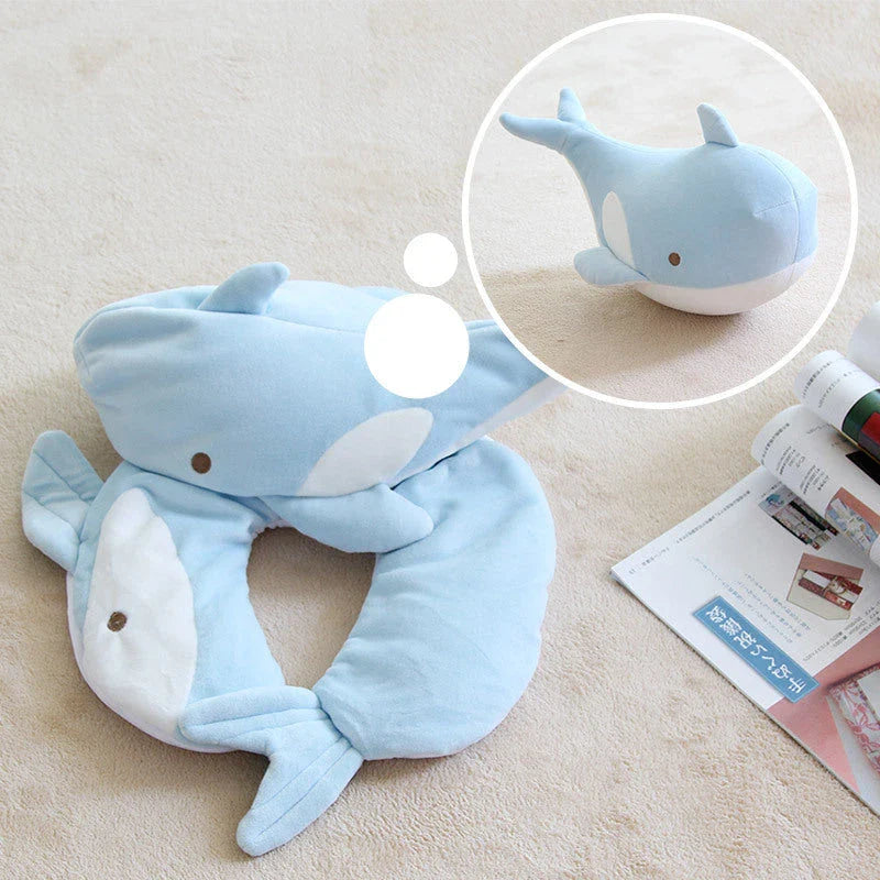 A soft and cozy penguin-shaped neck pillow with a unique U-shaped design for customized neck and shoulder support.