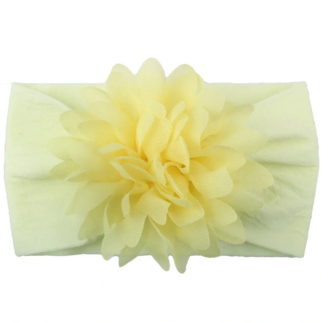 Handcrafted chiffon flower baby headband for little princesses, available in various colours and styles.