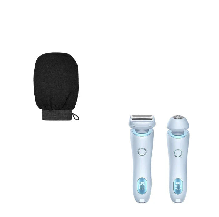 Rechargeable electric shaver for women with dual-head design for whole-body and precision hair removal