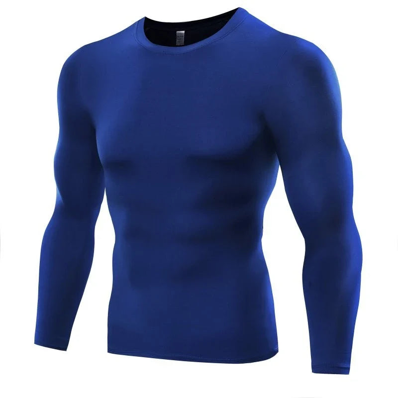 Men's Compression Long Sleeve Workout Tee in various colors and sizes
