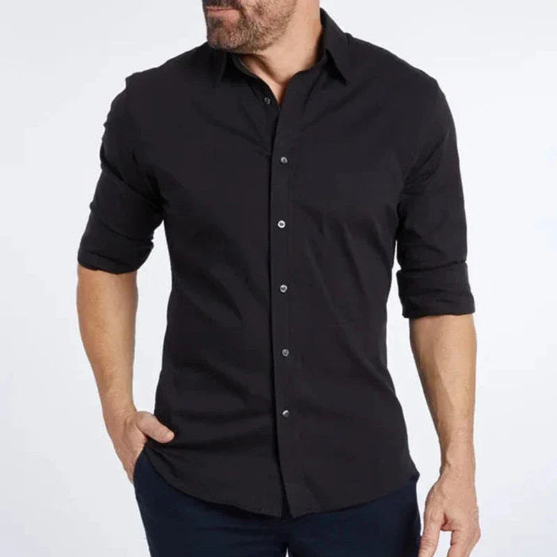 Stylish Long Sleeve Shirt with Zipper and Button Design for Men in Various Colors