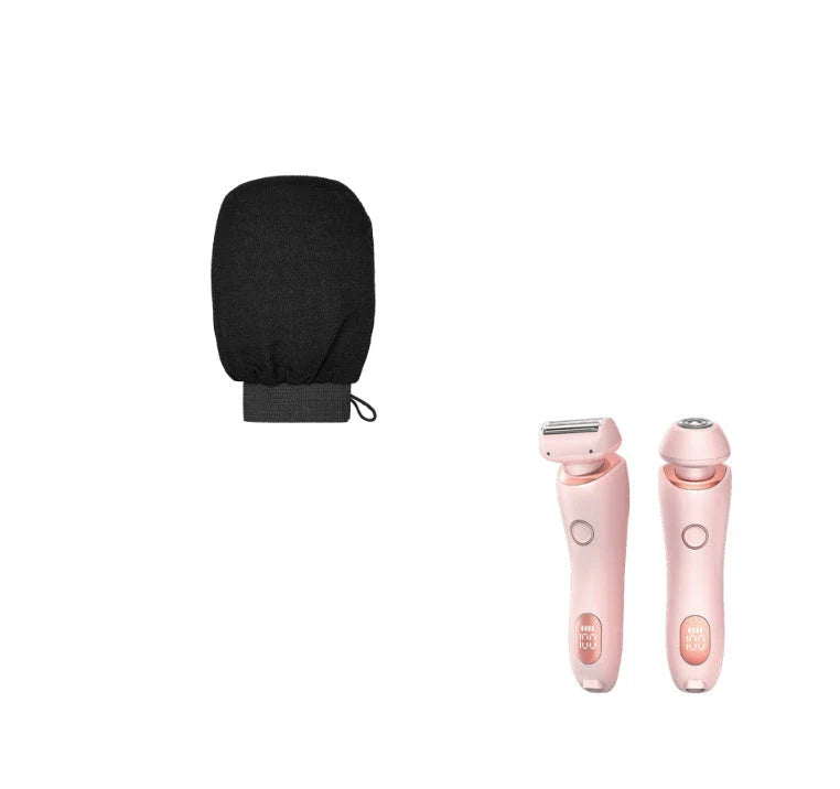 Rechargeable electric shaver for women with dual-head design for whole-body and precision hair removal