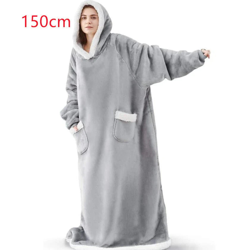 Cozy TV Hoodie Blanket in various colors, including pink, black, navy blue, wine red, and grey, with convenient pockets for relaxing at home
