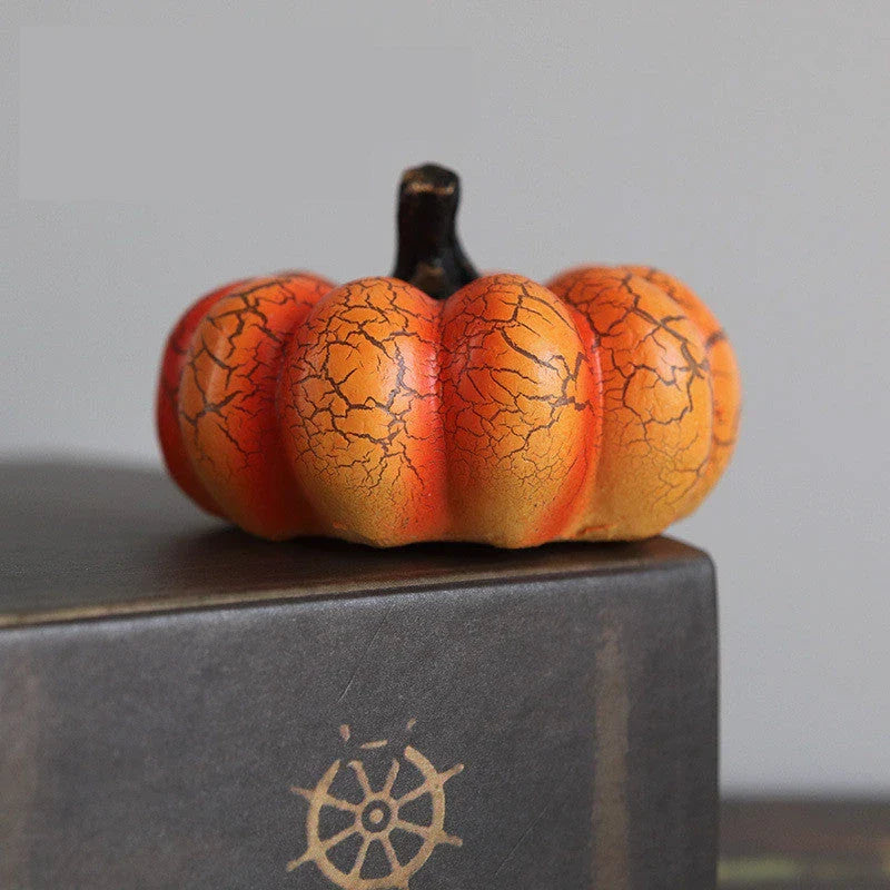 A realistic-looking LED pumpkin lantern with intricate cracks and textures, creating a mesmerizing Halloween decoration.