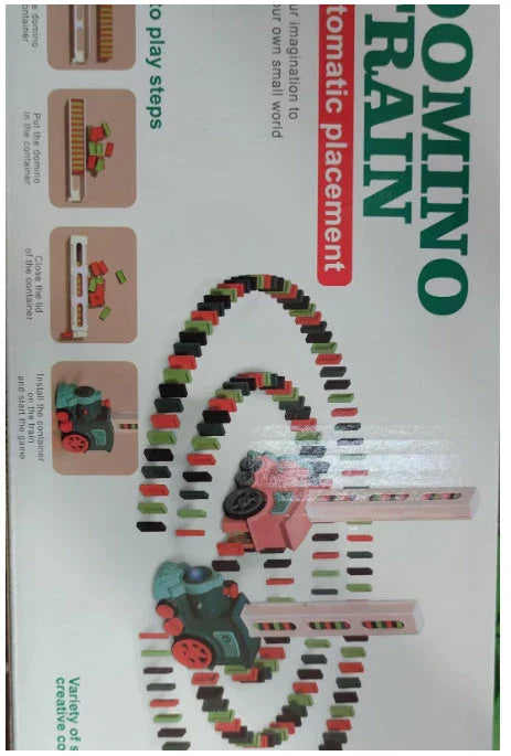 Domino Domino Train Building Blocks Toy with Automatic Dominoes Release for Engaging Educational Play