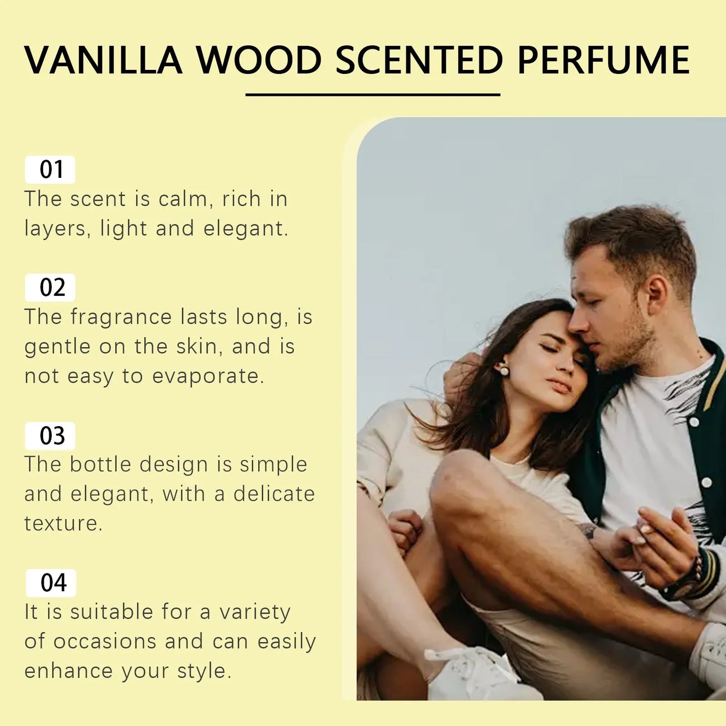 50ml amber glass perfume spray bottle with vanilla musk ebony bark extract fragrance
