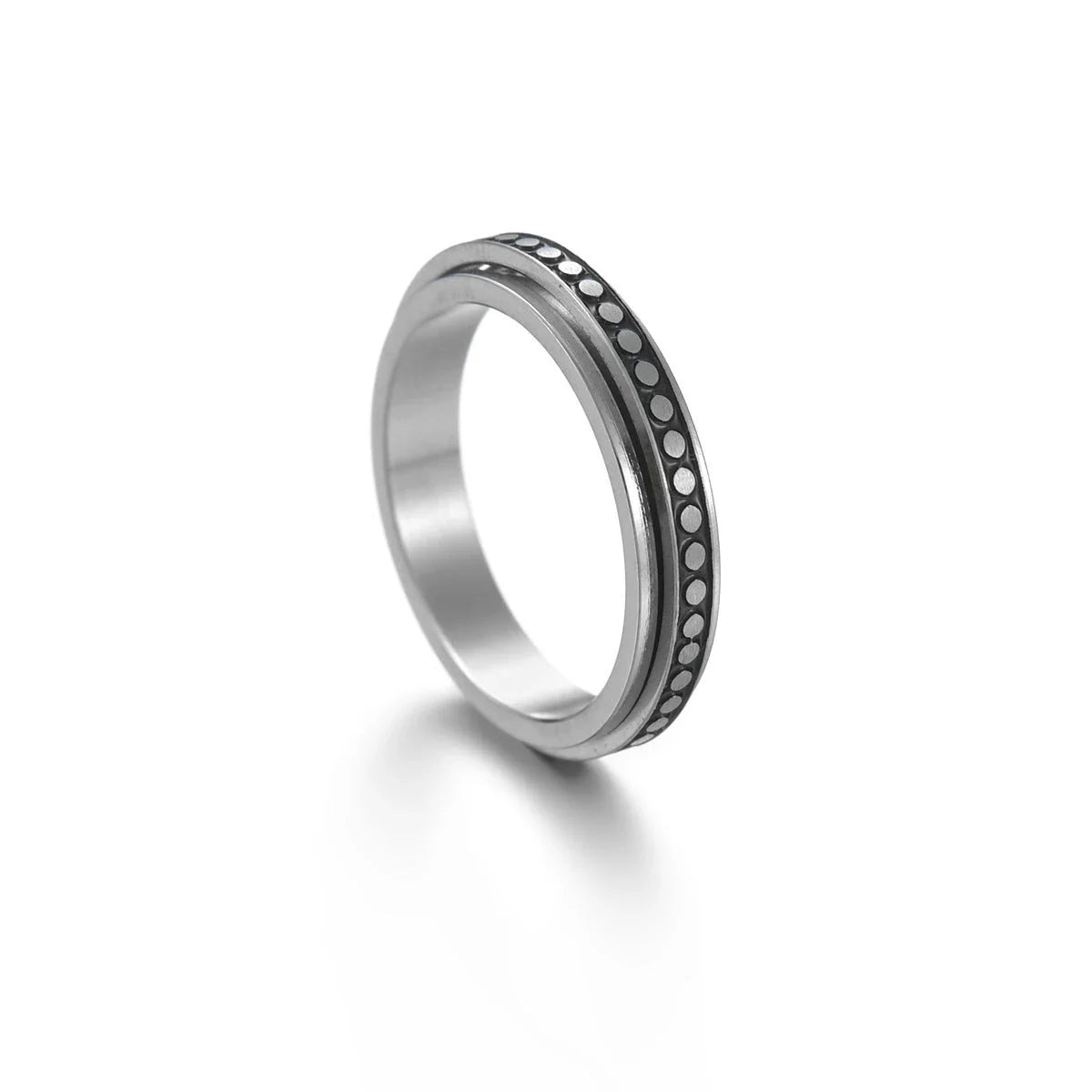 Titanium steel ring with intricate star and moon designs, available in various sizes and colors